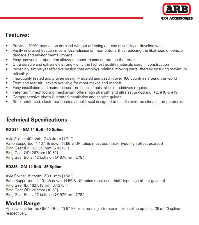 35 40 spline 14-Bolt Air Locker