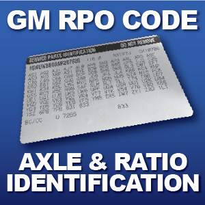 GM axle ratio identification codes G Codes