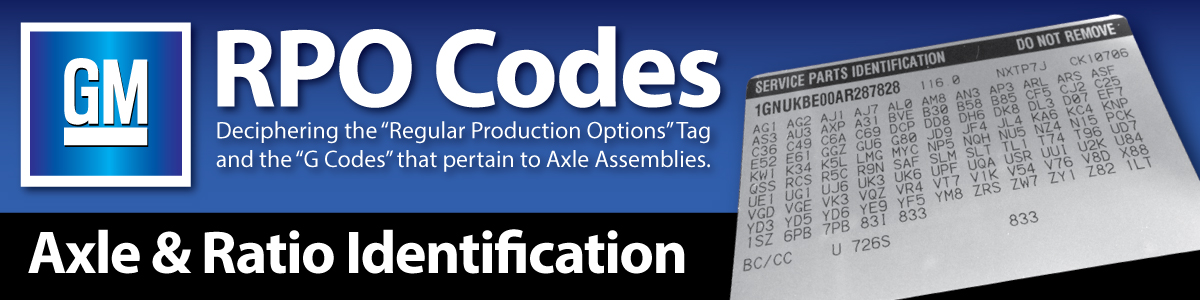 GM RPO Codes - Gear Ratios and More