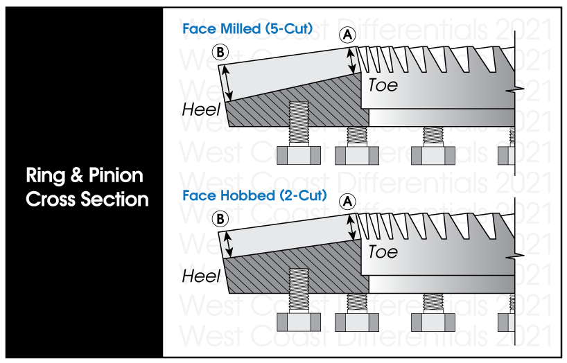 2 Cut Face Hobbed vs 5 Cut Face Milled Ring and Pinion Gears