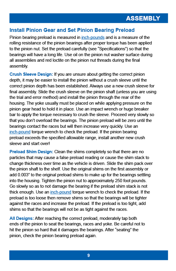 Differential Installation Instructions - Pinion Gear Install and Preload