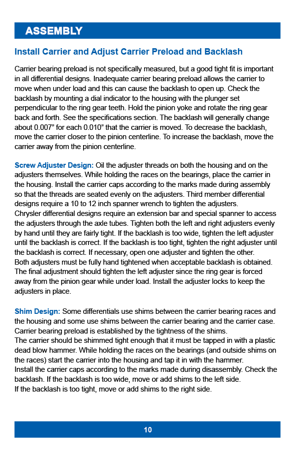 Differential Carrier Installation & Adjustment