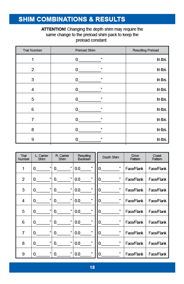 Differential Carrier and Pinion Shims