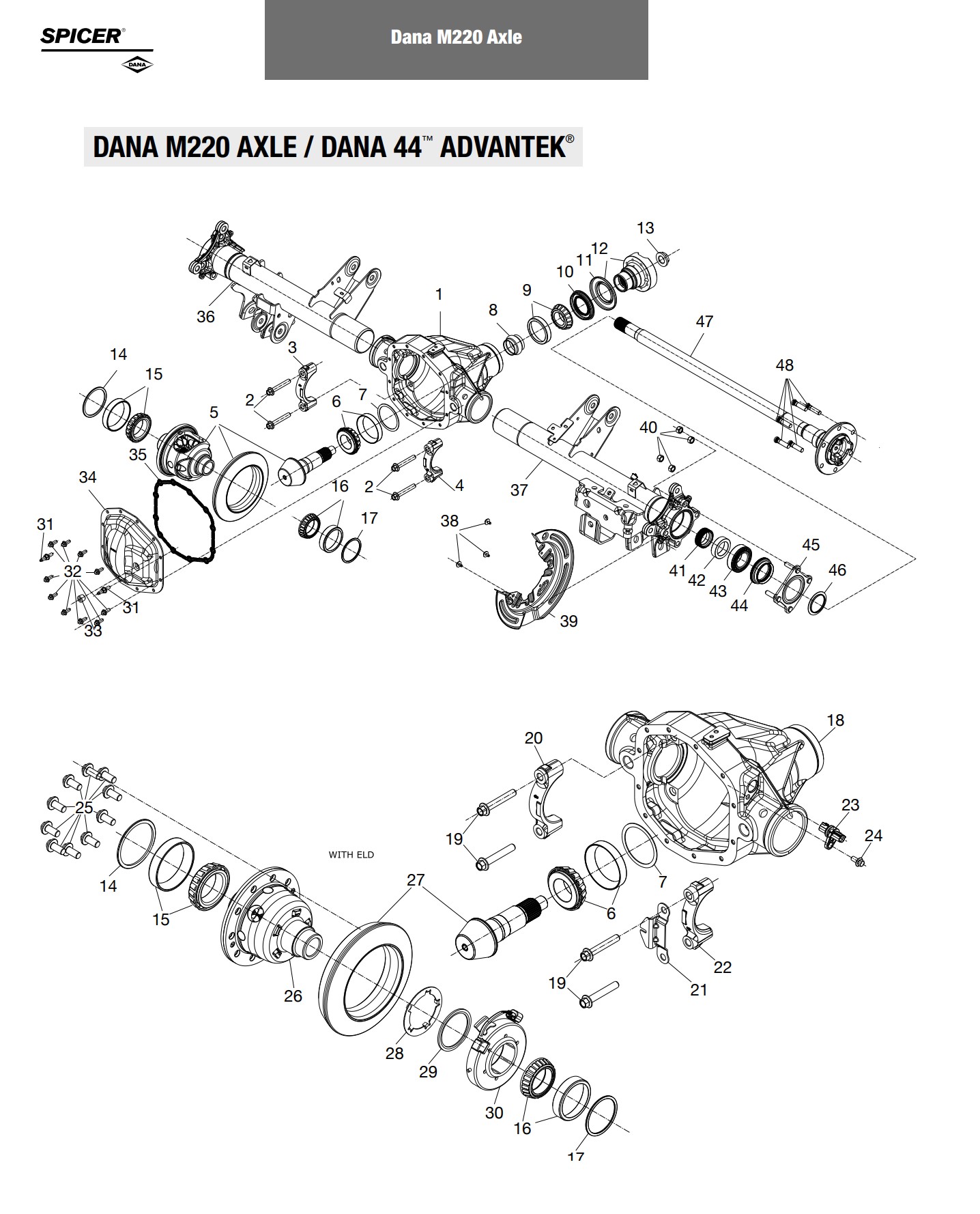 Dana M220 Rear Axle - Jeep Wrangler, Ford Bronco, Ranger